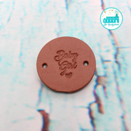 Round Leather Label 3,5 cm 'Baby Girl'
