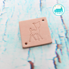 Square Leather Label 3,5 cm x 3,5 cm 'Little Deer' symbol