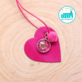 Leather Bag Hanger Pink 6 cm x 6 cm ‘Heart’