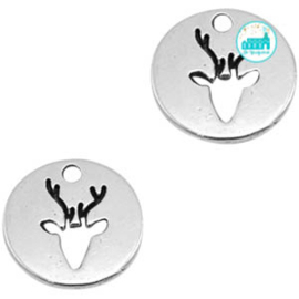 Metal Label 18 mm Silver with Deer