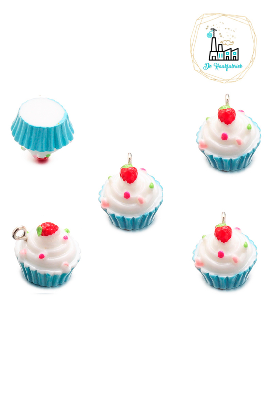 Bedel Cupcake Blauw 16MM | Bedeltjes | De Haakfabriek Webshop