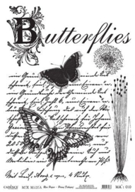 Butterflies - Tekst - Rijstpapier A3