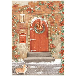All Around Christmas Red Door  - Rijstpapier