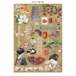 Oriental Garden - Junk Journal Stickers, Backgrounds, Cut-Outs