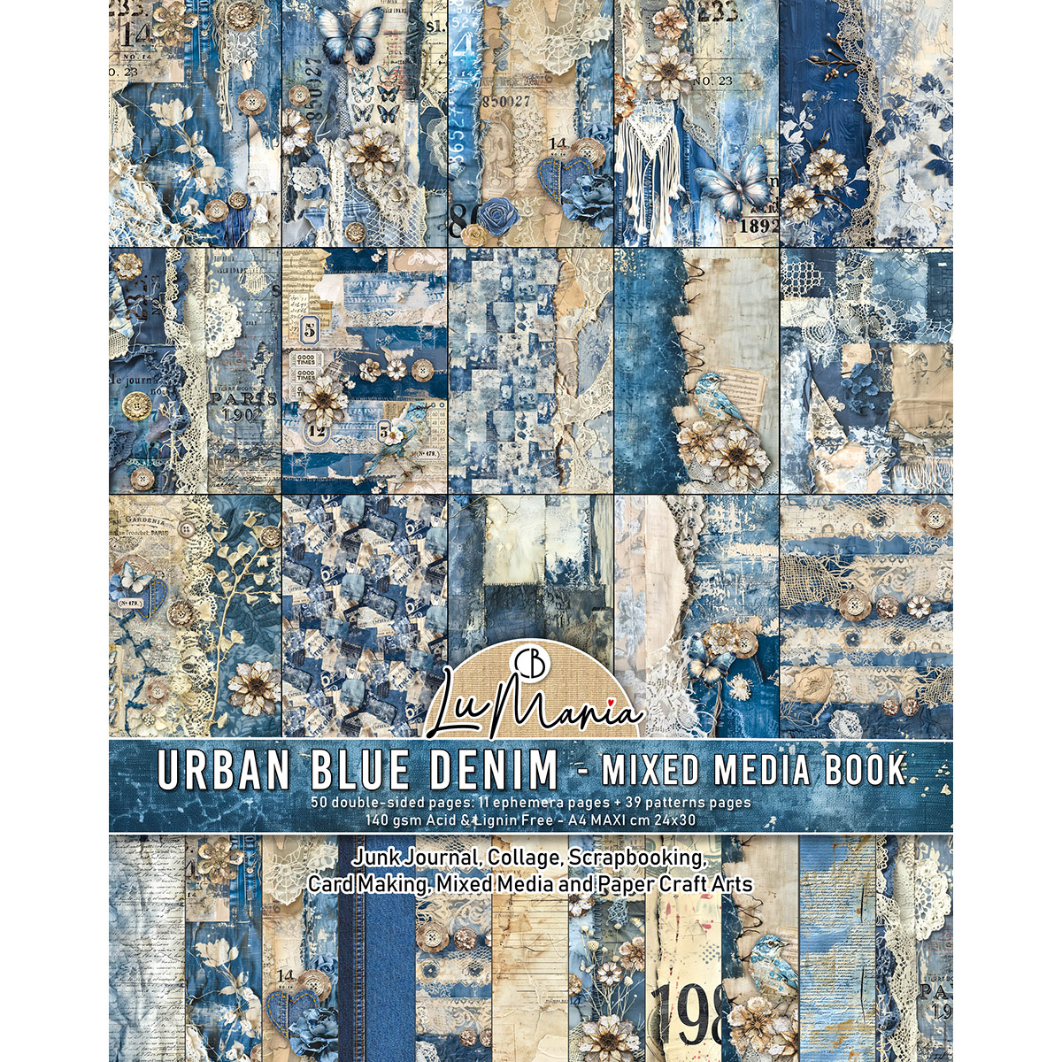 Mixed Media book Urban Blue Denim Maxi