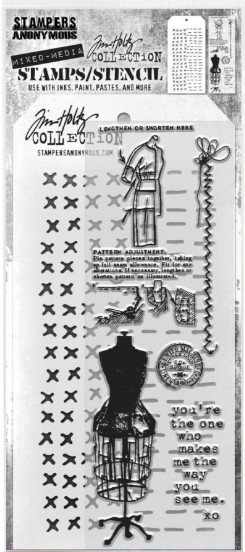 Tim Holtz Clear Stamp and Stencil  - Mixed Media #42