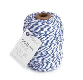 Koord Cotton Twist Koningsblauw Wit