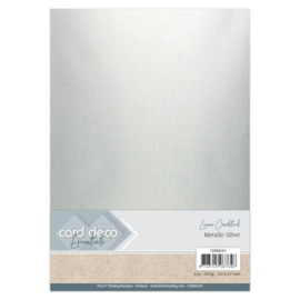 Metallic cardstock linnen - Silver