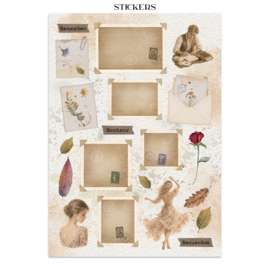 Flowers and Poems - Junk Journal Stickers, Backgrounds, Cut-Outs