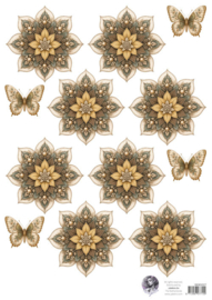 pop-up en decoupage - kerstbloem beige