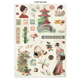Oriental Garden - Junk Journal Stickers, Backgrounds, Cut-Outs