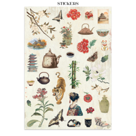 Oriental Garden - Junk Journal Stickers, Backgrounds, Cut-Outs