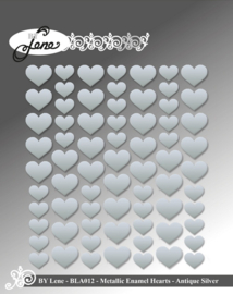 Enamel Hearts - Metallic Silver