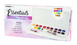 Aquarelset 18 Colors + 2 Brushes Essentials nr.01