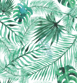 Vegan Leather - White Tropical Leaves