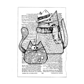 Trilby Cats - Unmounted Rubber Stamp