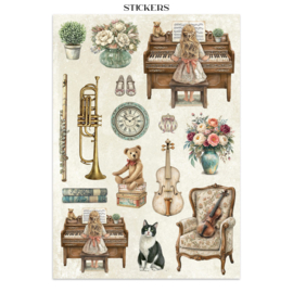 Symphony - Junk Journal Stickers, Backgrounds, Cut-Outs