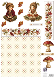 pop-up en decoupage - herfst groen-oranje