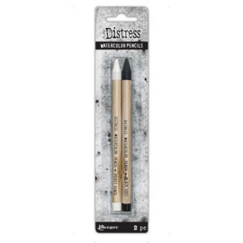 Distress Watercolor Pencils - Picket Fence & Black Soot