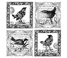 Four Little Songbirds  - Unmounted Rubber Stamps