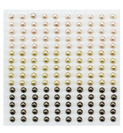 Adhesive half pearls 3 tinten bruin