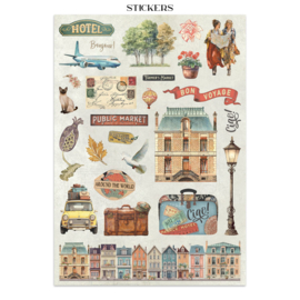 Art of Travelling - Junk Journal Stickers, Backgrounds, Cut-Outs