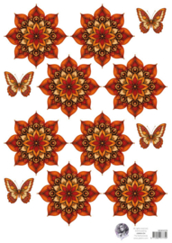 pop-up en decoupage - herfstbloem oranje