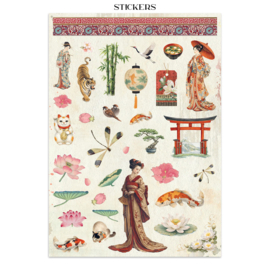Oriental Garden - Junk Journal Stickers, Backgrounds, Cut-Outs