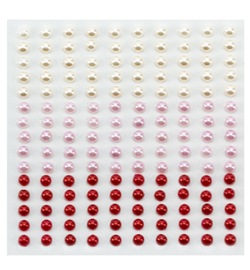 Adhesive half pearls 3 tinten rood