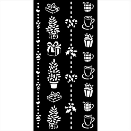 Thick Stencil, Christmas Border Gift & Cups  -  #PRE-ORDER#