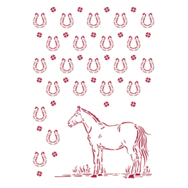 Romantic Horses Horseshoes Pattern  - Stencil