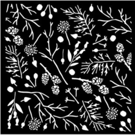 Forest Branches and Pinecones - Thick Stencil