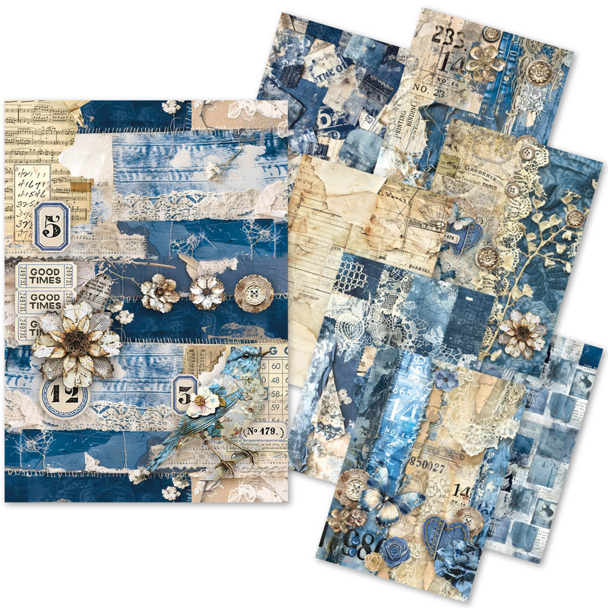 Craftmix Urban Blue Denim Mixed Paper Pack