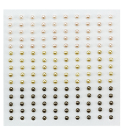 Adhesive half pearls 3 tinten bruin