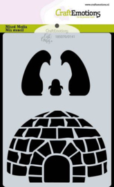 Igloo and Penguins - Stencil A6