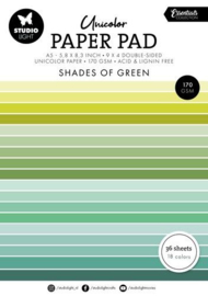 Unicolor paper pad Shades of green Essent. nr.156