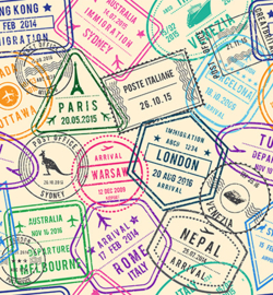 Vegan Leather - White Travel Stamps