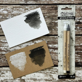 Distress Watercolor Pencils - Picket Fence & Black Soot