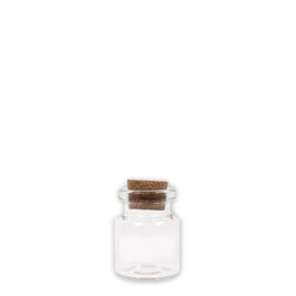 Mini glazen flesjes met kurk & schroef - 2 pcs