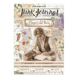 Flowers and Poems - Junk Journal Stickers, Backgrounds, Cut-Outs