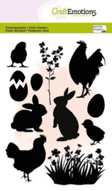 Voorjaar silhouette (2) kip en kuikens - Clearstamp