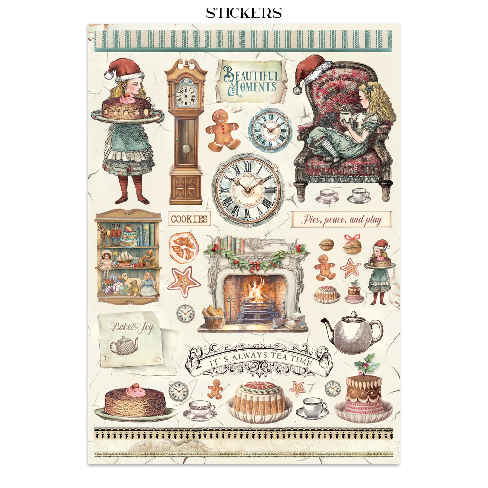 Alice in Christmas - Junk Journal Stickers, Backgrounds, Cut-Outs