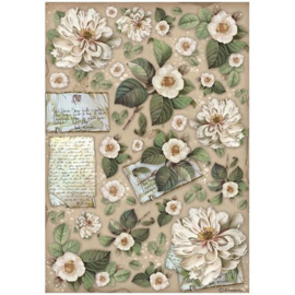 Vintage Library Flowers and Letters - Rijstpapier