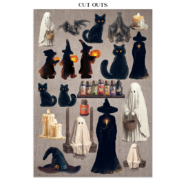 Halloween - Junk Journal Stickers, Backgrounds, Cut-Outs
