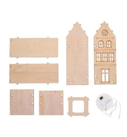 Wooden Houses DIY kit with LED