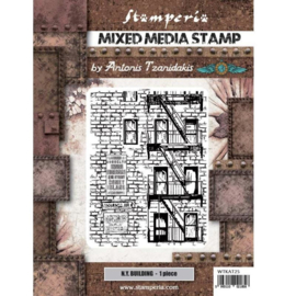 Mixed Media Stamp Sir Vagabond Aviator New York Building - Clingstamp