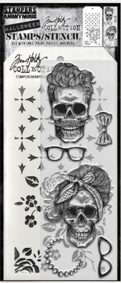 Tim Holtz Clear Stamp and Stencil  - Wicked Hipsters