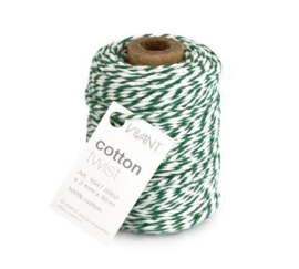 Koord Cotton Twist Donkergroen Wit