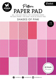 Pattern paper pad Shades of pink Ess. nr.163