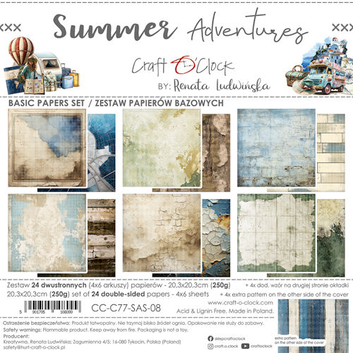 Summer Adventures 8x8 Inch Basic Papers Set
